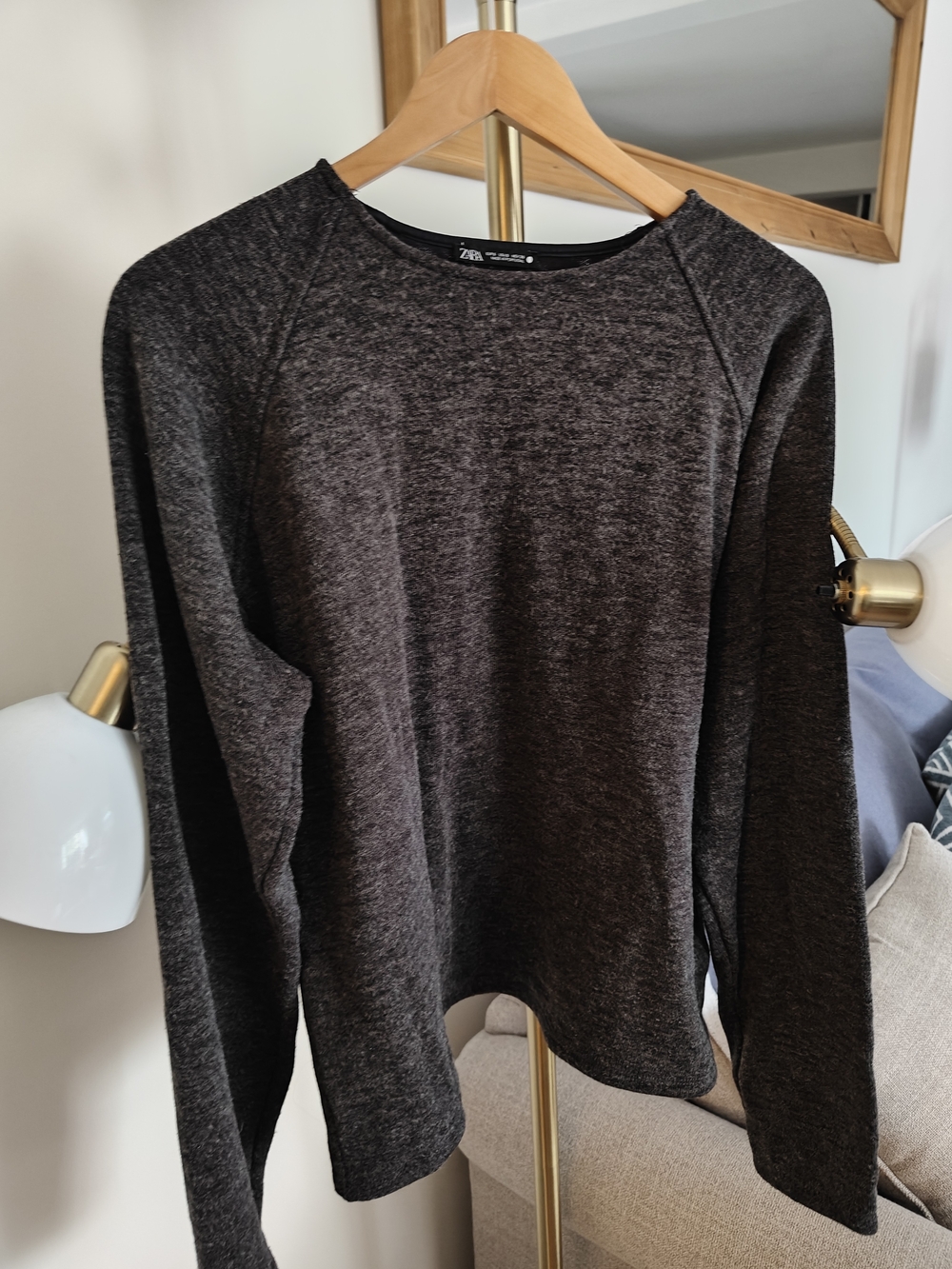 Zara Men's Charcoal Crewneck Sweater